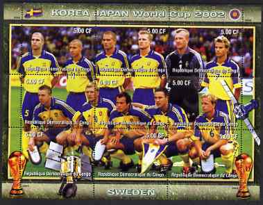 Congo 2002 Korea Japan World Cup Football Teams - Sweden perf composite sheetlet containing 9 values unmounted mint. Note this item is privately produced and is offered purely on its thematic appeal , stamps on sport, stamps on football, stamps on flags