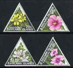 Pitcairn Islands 1998 Flowers triangular perf set of 4 unmounted mint SG 535-38, stamps on flowers, stamps on triangulars