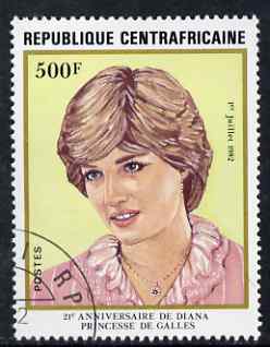 Central African Republic 1982 Princess Diana 21st birthday 500f (from Anniversaries set) superb cto used, SG 841, stamps on personalities, stamps on royalty, stamps on diana