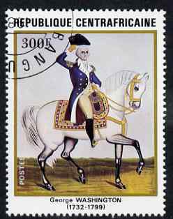 Central African Republic 1982 250th Birth Anniversary of George Washington 300f (from Anniversaries set) superb cto used, SG 839, stamps on personalities, stamps on americana, stamps on usa presidents, stamps on horses