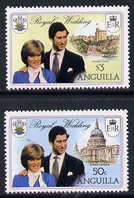 Anguilla 1981 Royal Wedding set of 2 each with double black (as SG 468-69ab) unmounted mint, stamps on , stamps on  stamps on royalty, stamps on  stamps on diana, stamps on  stamps on charles, stamps on  stamps on 