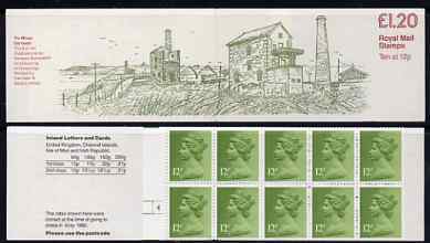 Great Britain 1979-81 Industrial Archaeology Series #3 (Tin Mine, Cornwall) Â£1.20 folded booklet with cyl number in margin at left SG FJ2A, stamps on mining, stamps on  tin , stamps on 