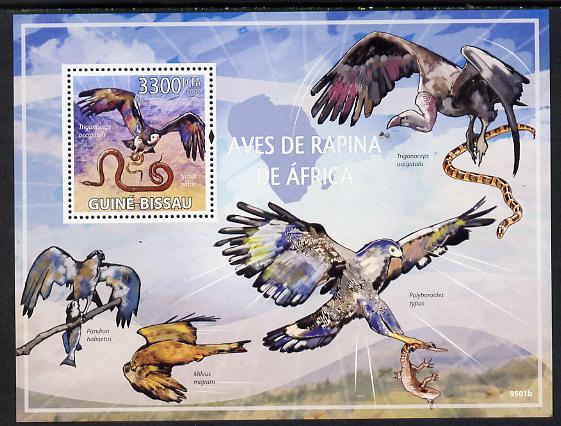 Guinea - Bissau 2009 African Birds of Prey perf s/sheet unmounted mint, stamps on birds, stamps on birds of prey, stamps on animals, stamps on snakes, stamps on fish