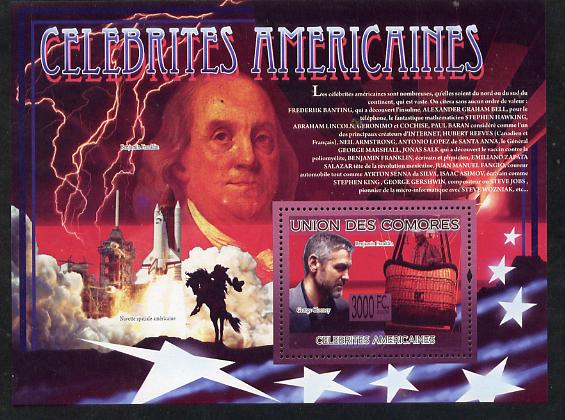 Comoro Islands 2009 American Celebrities perf s/sheet unmounted mint, stamps on personalities, stamps on americana, stamps on weather, stamps on usa presidents, stamps on shuttle, stamps on space, stamps on balloons
