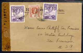 Antigua 1940s cover to USA bearing 2 x Antigua KG6 6d plus Leeward 1.5d chestnut tied St Johns cds (date not clear) fine, stamps on , stamps on  kg6 , stamps on 
