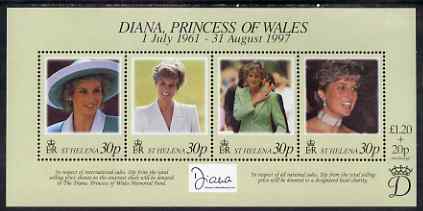 St Helena 1998 Princess Diana Commemoration perf m/sheet unmounted mint SG MS761, stamps on royalty, stamps on diana