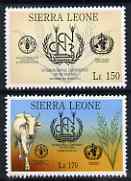 Sierra Leone 1992 Anniversaries & Events - International Conference on Nutrition perf set of 2 unmounted mint SG 1943-44*, stamps on food, stamps on bovine, stamps on farming, stamps on wheat