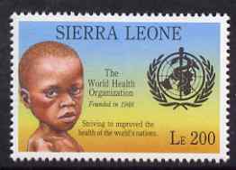 Sierra Leone 1992 Anniversaries & Events - World Health Organisation perf 200L unmounted mint SG 1946*, stamps on , stamps on  stamps on food, stamps on  stamps on  ffh , stamps on  stamps on children, stamps on  stamps on united nations, stamps on  stamps on  who , stamps on  stamps on medical