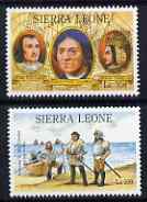 Sierra Leone 1992 Anniversaries & Events - Columbus perf set of 2 unmounted mint SG 1950-51*, stamps on explorers, stamps on columbus, stamps on personalities