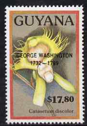 Guyana 1990 (?) George Washington opt on $17.80 orchid (Catasetum d) from World Personalities overprints, unmounted mint as SG type 465, stamps on personalities, stamps on orchids, stamps on flowers, stamps on constitutions, stamps on americana, stamps on presidents