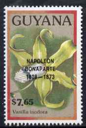 Guyana 1990 (?) Napoleon Bonaparte opt on $7.65 orchid (Vanilla i) from World Personalities overprints, unmounted mint as SG type 465, stamps on personalities, stamps on orchids, stamps on flowers, stamps on napoleon  , stamps on dictators.