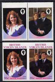 British Virgin Islands 1986 Royal Wedding 35c se-tenant pair with Country name & value omitted, plus imperf pair as normal, all unmounted mint, SG 605avar, stamps on royalty, stamps on andrew, stamps on fergie