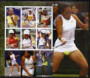 Ivory Coast 2003 Famous Tennis Women large imperf sheet containing 6 values, (showing Williams Sisters, Kournikova, Capriati etc) unmounted mint, stamps on sport, stamps on tennis, stamps on women