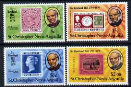 St Kitts-Nevis 1979 Rowland Hill perf set of 4 unmounted mint SG  421-4, stamps on rowland hill, stamps on stamp on stamp, stamps on stamponstamp