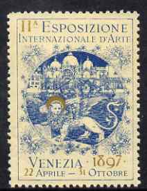 Cinderella - Italy 1897 International Art Exhibition, Venezia, perf label in blue & gold fine with full gum, stamps on cinderella, stamps on exhibitions, stamps on arts
