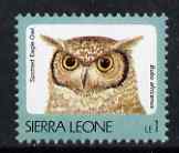 Sierra Leone 1992-99 Birds 1L Spotted Eagle Owl (without imprint) unmounted mint SG 1893A, stamps on , stamps on  stamps on birds, stamps on  stamps on birds of prey, stamps on  stamps on owls