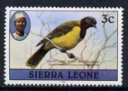 Sierra Leone 1980-82 Birds - Oriole 3c (with 1982 imprint date) unmounted mint SG 624B*, stamps on birds, stamps on birds of prey
