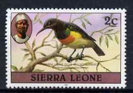 Sierra Leone 1980-82 Birds - Sunbird 2c (with 1982 imprint date) unmounted mint SG 623B*, stamps on birds, stamps on 