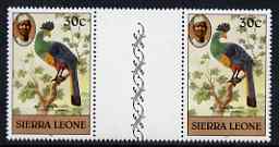 Sierra Leone 1980-82 Birds - Turaco 30c (with 1981 imprint date) unmounted mint gutter pair SG 630B*, stamps on birds, stamps on 