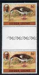 Sierra Leone 1980-82 Birds - Spur Winged Goose 5c (with 1981 imprint date) unmounted mint gutter pairSG 625B*, stamps on birds, stamps on 