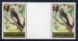 Sierra Leone 1983 Grey Parrot 10c (with 1983 imprint) unmounted mint gutter pair SG 765, stamps on birds, stamps on parrots