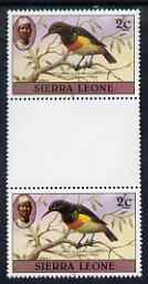 Sierra Leone 1983 Sunbird 2c (with 1983 imprint) unmounted mint gutter pair SG 761, stamps on birds, stamps on 