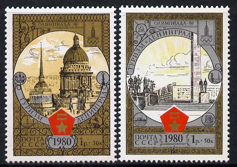 Russia 1980 'Olympics 1980 - Tourism' (7th issue) set of 2 unmounted mint, SG 4981-82, Mi 4940-41*, stamps on olympics, stamps on sport, stamps on tourism