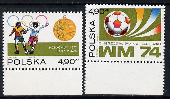 Poland 1974 Football World Cup set of 2 unmounted mint SG 2301-02, stamps on football  sport