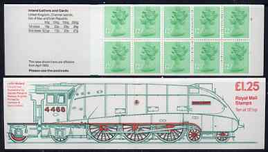 Great Britain 1983 Railways Engines #3 (LNER Mallard) Â£1.25 folded booklet with margin at left SG FK7A, stamps on railways