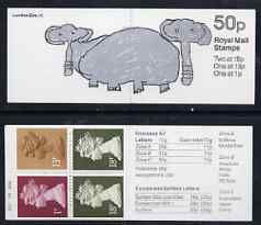 Great Britain 1988 London Zoo #4 (Childs Drawing of Elephants) 50p booklet complete with cyl numbers, SG FB49, stamps on zoos, stamps on animals, stamps on elephants, stamps on  zoo , stamps on zoos, stamps on 