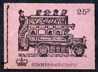 Great Britain 1971-73 Veteran Transport #2 - B-Type Omnibus (Lyons Tea) 25p booklet (Aug 1971) complete and fine, SG DH42, stamps on transport, stamps on buses, stamps on  tea , stamps on 