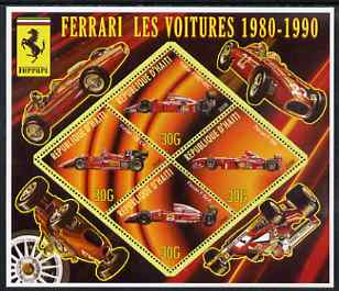 Haiti 2006 Ferrari Cars 1980-1990 perf sheetlet containing 4 diamond shaped values unmounted mint, stamps on cars, stamps on ferrari, stamps on racing cars, stamps on  f1 , stamps on formula 1