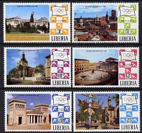 Liberia 1971 Munich Olympic Games (Views of Munich) set of 6 unmounted mint, SG 1067-72, stamps on olympics, stamps on sport, stamps on buildings, stamps on  vw , stamps on tourism