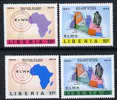 Liberia 1974 ELWA Radio Station Anniversary perf set of 4 unmounted mint, SG 1183-86, stamps on communications, stamps on radio, stamps on maps, stamps on 