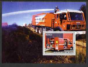 Benin 2004 Fire Engines #3 perf m/sheet fine cto used, stamps on fire