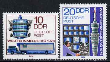 Germany - East 1978 World Telecommunications Day perf set of 2 unmounted mint, SG E2031-32, stamps on communications, stamps on trucks, stamps on  tv , stamps on 