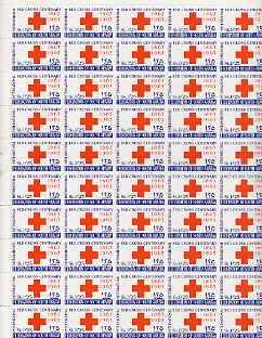 South Arabian Federation 1965 Red Cross perf set of 2 in complete (folded) sheets of 50 unmounted mint, SG 154-7, stamps on red cross, stamps on medical