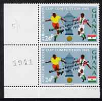 Ghana 1966 Black Stars Victory overprint on African Soccer Cup Competition 24p marginal pair, one stamp with variety 'dot missing after Nov' unmounted mint, SG 414c, stamps on football, stamps on sport