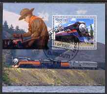 Djibouti 2007 Steam Trains #1 perf m/sheet with Scouts in background fine cto used, stamps on , stamps on  stamps on railways, stamps on  stamps on scouts