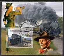 Djibouti 2007 Steam Trains #2 perf m/sheet with Scouts in background fine cto used, stamps on railways, stamps on scouts