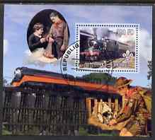 Djibouti 2007 Steam Trains #3 perf m/sheet with Scouts in background fine cto used, stamps on railways, stamps on scouts, stamps on bridges