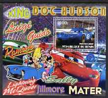 Benin 2007 Disney's Lightning McQueen #4 perf m/sheet showing The King fine cto used, stamps on disney, stamps on films, stamps on cinema, stamps on movies, stamps on cartoons, stamps on cars