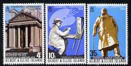 Gilbert & Ellice Islands 1974 Birth Centenary of Sir Winston Churchill perf set of 3 unmounted mint SG 240-42, stamps on churchill, stamps on personalities, stamps on london, stamps on arts, stamps on palaces