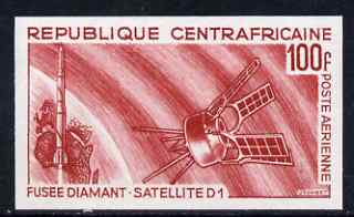 Central African Republic 1966 Launcing of Satellite D1 imperf colour trial unmounted mint, as SG 122 (several different colours available but price is for ONE), stamps on space, stamps on satellites