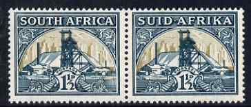 South Africa 1933-48 Gold Mine 1.5d horizontal pair with inverted wmk, unmounted mint SG57bw, stamps on gold, stamps on mining