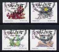 South Africa 1988 Succulents coil set of 4 (perf 14 x imperf) fine used with special cancel, SG 669-72, stamps on plants, stamps on flowers