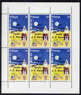 Nagaland 1969 6th Death Anniversary of J F Kennedy opt on 2c Moon Programme complete perf sheetlet of 6 unmounted mint, stamps on , stamps on  stamps on kennedy, stamps on  stamps on americana, stamps on  stamps on space