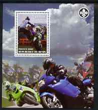 Benin 2007 Motorcycles #1 perf m/sheet with Scout Logo, unmounted mint, stamps on scouts, stamps on motorbikes