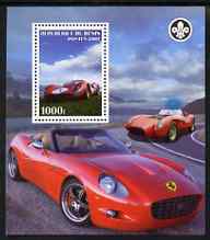 Benin 2007 Ferrari Cars perf m/sheet with Scout Logo, unmounted mint, stamps on scouts, stamps on ferrari, stamps on cars