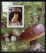 Benin 2007 Fungi perf m/sheet with Scout Logo, unmounted mint, stamps on scouts, stamps on fungi